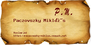 Paczovszky Miklós névjegykártya